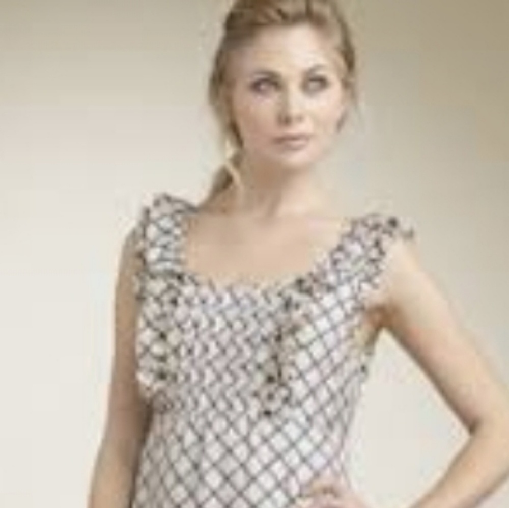 New Juicy Couture Silk Ruffled Plaid Dress